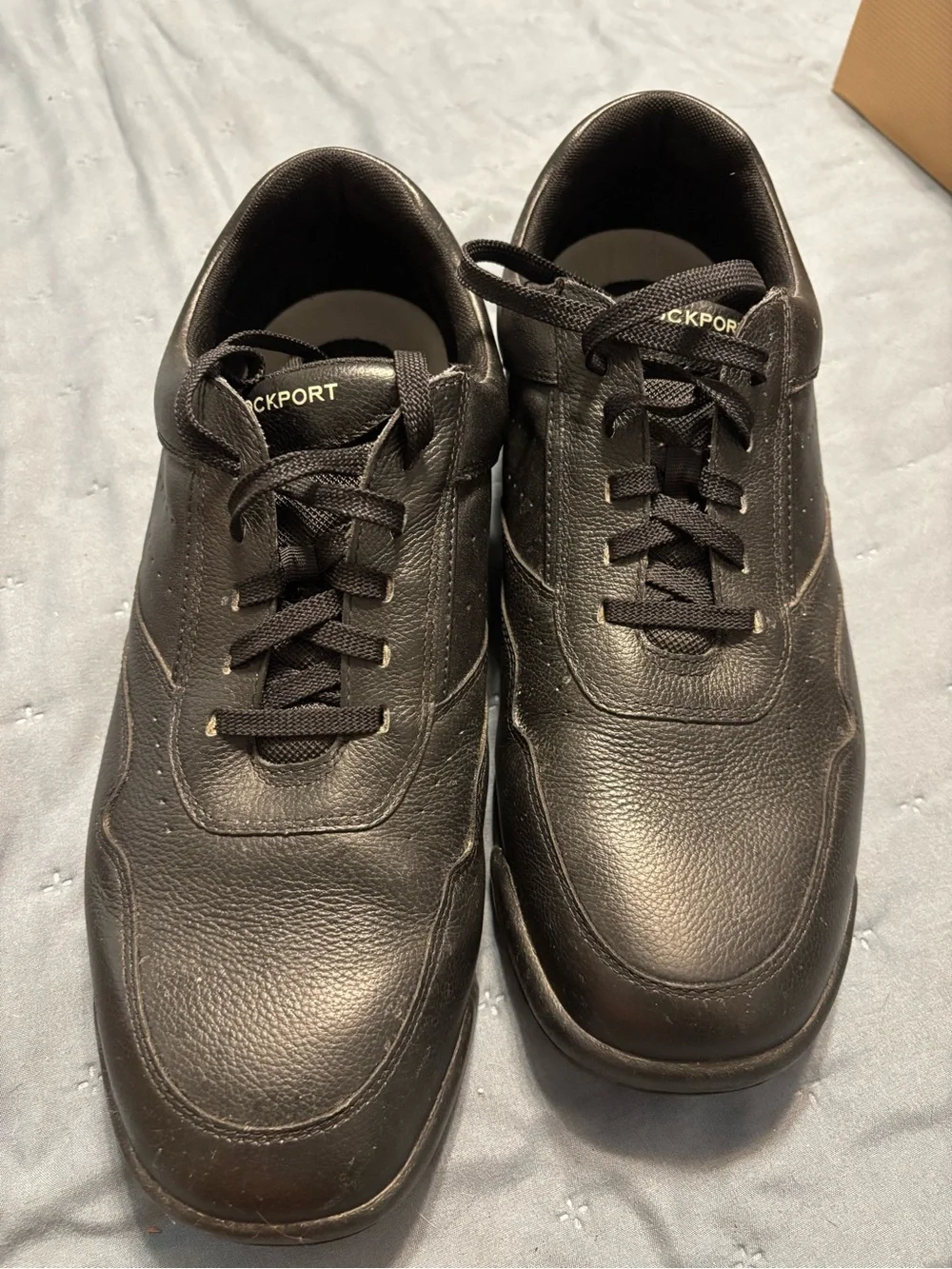 Rockport Men’s Black Leather Lace-Up Sneakers - Low-Top Casual